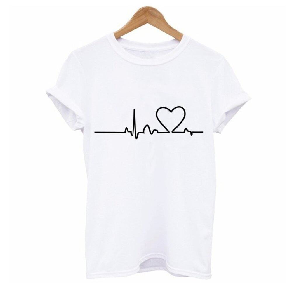 Heartbeat Graphic Tee White T Shirt L more like M